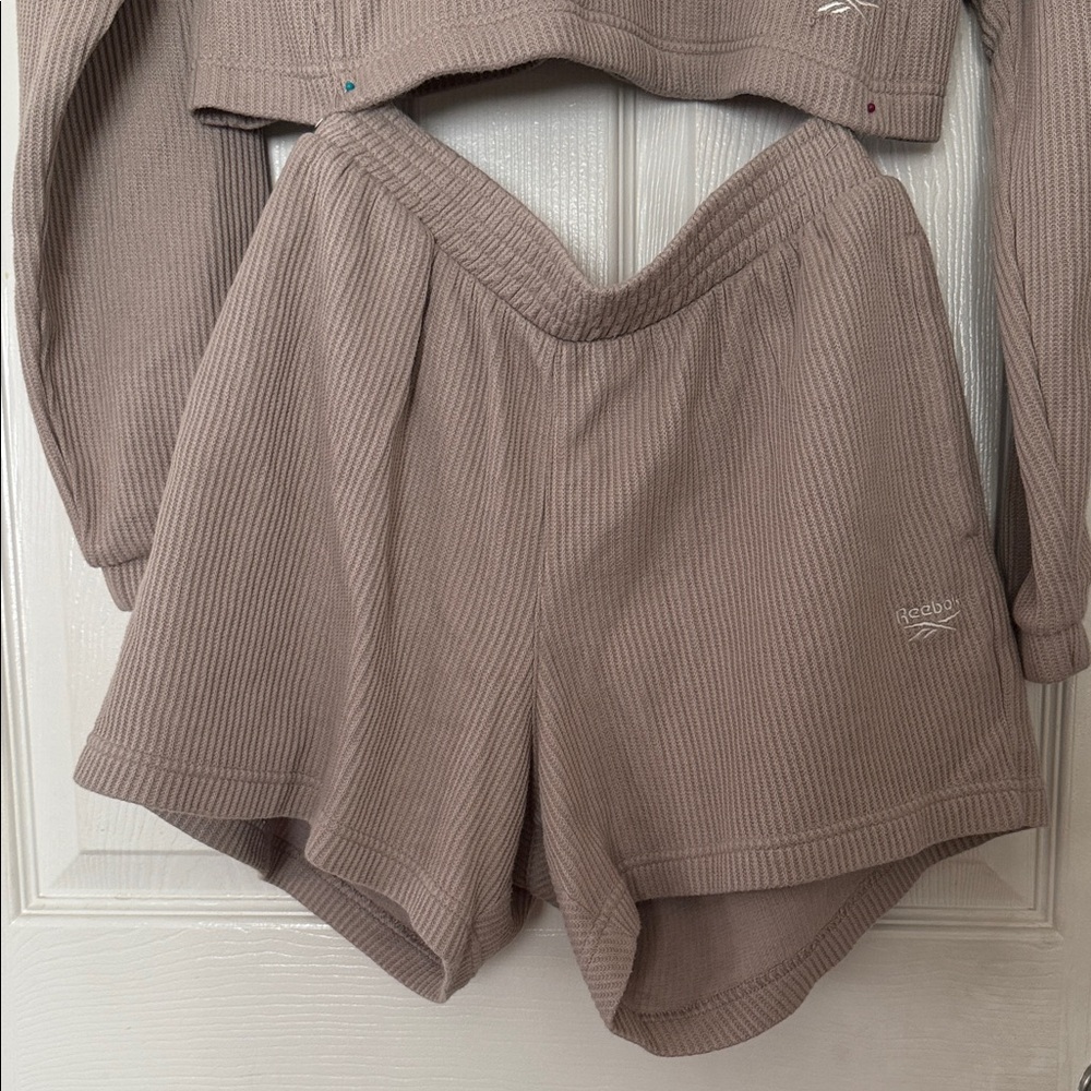 Reebok Women's Ribbed Athletic Shorts in Taupe